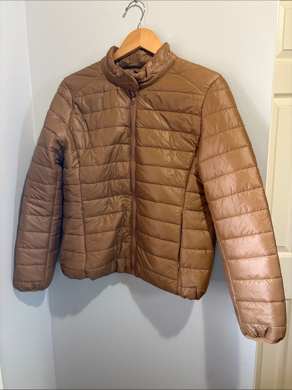 Daisy Lightweight Quilted Packable Jacket - Brown/dark tan (size medium)